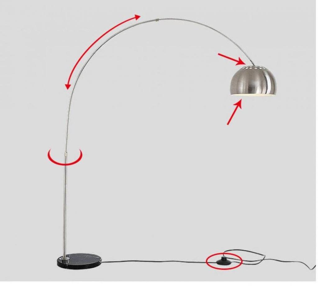 SPobeap Arched Floor Lamp, Stylish Nordic Design with Foot Switch, Remote Control, LED Bulb, Dimmable, Color-Changing, and Extendable, Perfect for