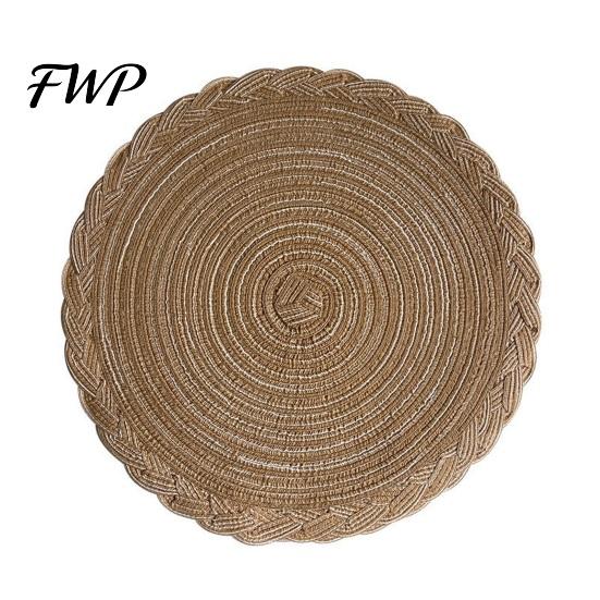 Heat Buffer Table Mat 12 Inch Round Placemats, Polyester Woven Braided Place Mats, Durable Washable Resistant Circle Dining Mats for Kitchen