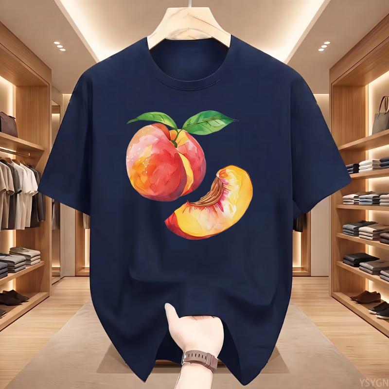 Whole Peach and Slice Man Sports Short Sleeve T-Shirt Summer Short Sleeved Harajuku Streetwear Tops Tees Aesthetic Clothes