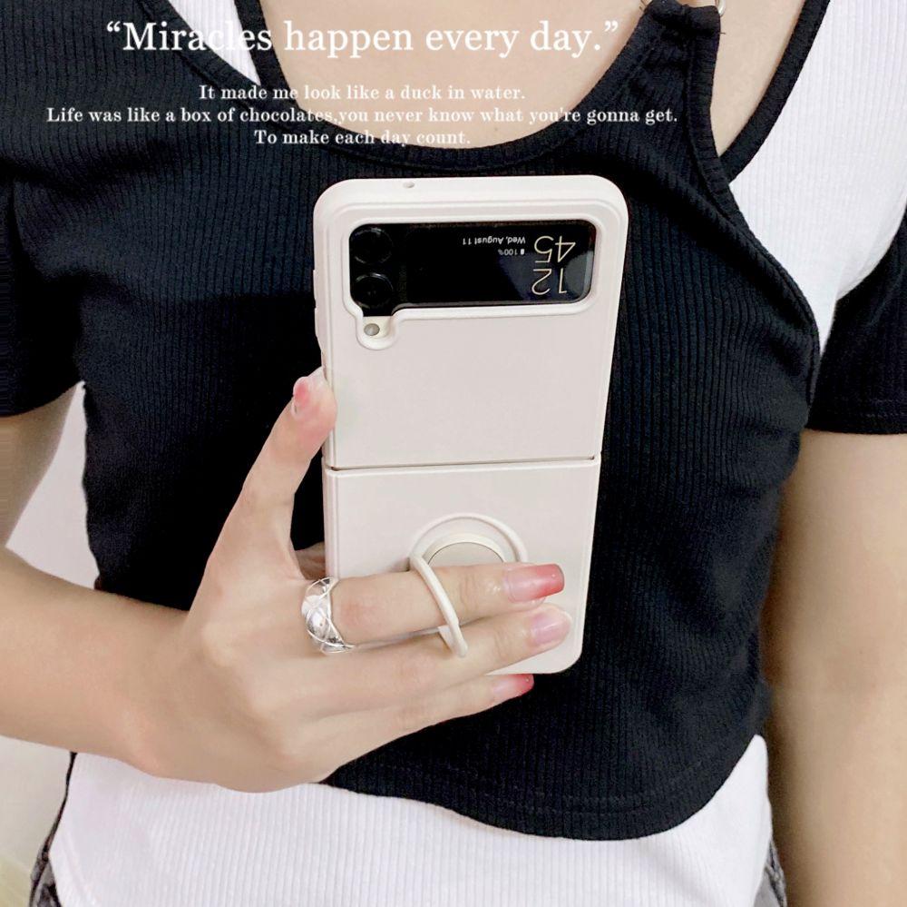 Frosted Skin -Friendly Fold Case For Samsung Galaxy Z Flip 4 Case Flip3 With Holder Shockproof Hard Back Cover For Samsung Zflip4