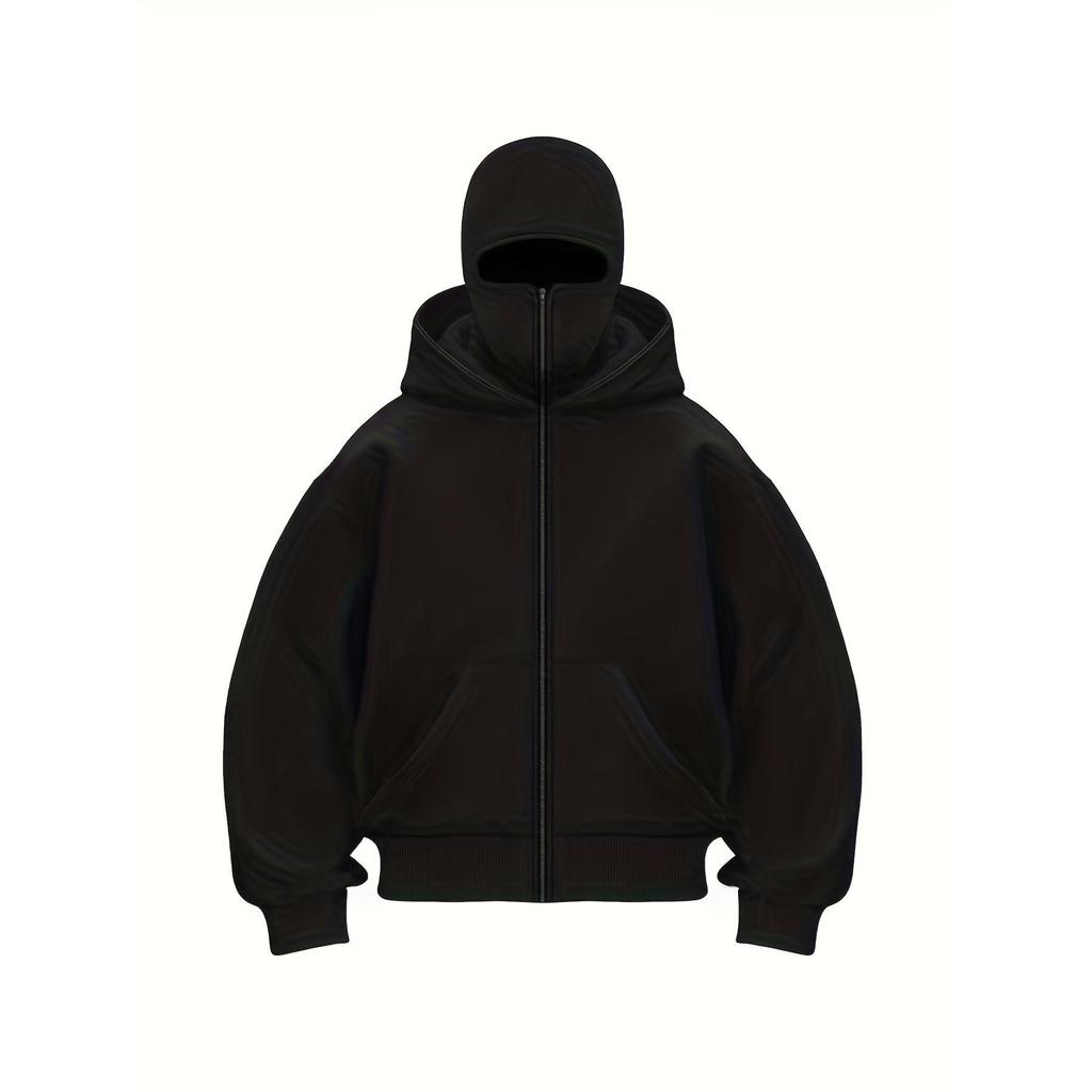 High-Weight Double Hooded Iron Zipper Sweatshirt - Youth Solid Color for Autumn/Winter 