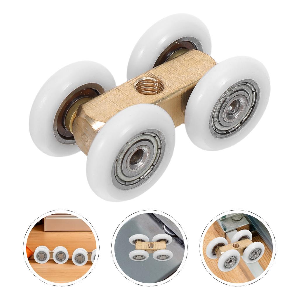 4Pcs Bathroom Glass Sliding Door Rollers Copper Bearing Shower Screen Wheel Replacement Smooth Sliding Shower Door Pulley