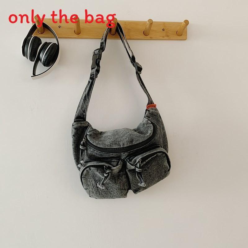 

Denim Single Shoulder Crossbody Bag With Large Capacity For Commuting Daily чёрный