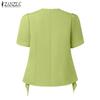 ZANZEA Women Casual Round Neck Summer Short Sleeve Blouse