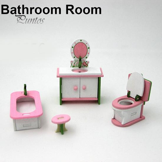

Миниатюрная мебель для дома, игрушка для детской комнаты Bathroom Room