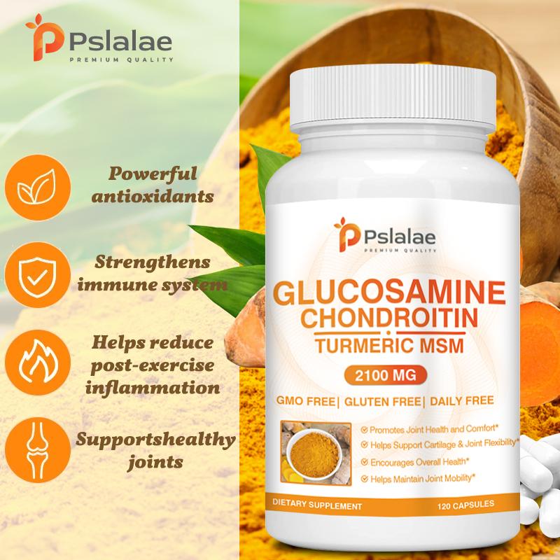 Pslalae - 2100mg Glucosamin Chondroitin Curcumin MSM Komplex Kapseln - Gelenk- und Knochengesundheit