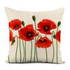 Nordic modern red flower linen pillowcase sofa cushion cover home decoration can be customized for you 40x40 50x50 60x60 45x45
