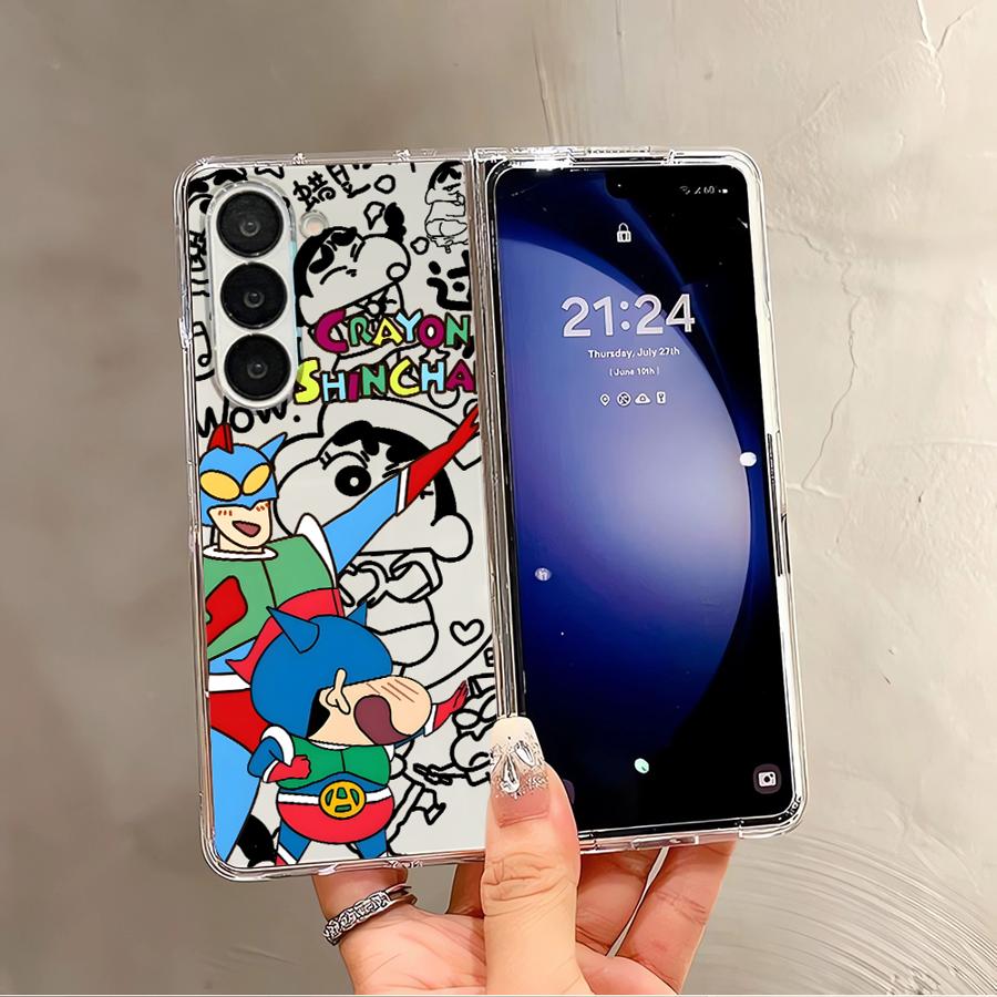 Shin Cartoon Little White Case for Samsung Galaxy ZFold7 ZFold4 ZFold6 ZFold3 ZFold5 Z Fold 7 6 5 4 3 Back Phone Cover