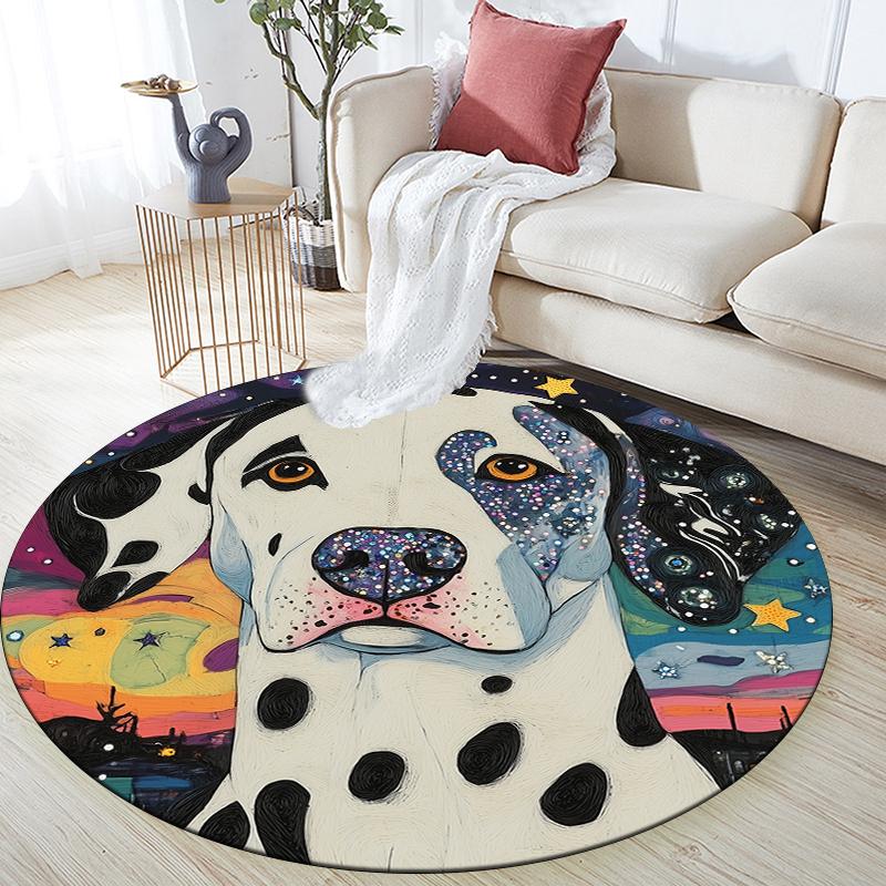 Dalmatian Pattern Round rug,Carpet Rug for Living Room Bedroom  Playroom ,Non-slip Floor Mat,Holiday Gifts and Birthday Gifts.