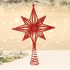 Glittery Eight-Pointed Star Christmas Tree Topper - Gold, Silver, Red Accessories