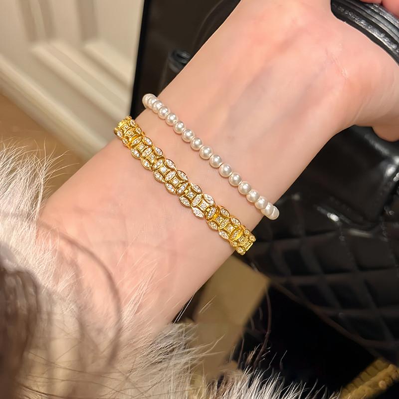 Geometric Zircon Copper Coin Bracelet For Women Gift Gift Giving