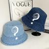Question Mark Embroidered Bucket Hat Men Washed Denim Old Destruction Trendy Brand Hip Hop Street Bucket Hat Women