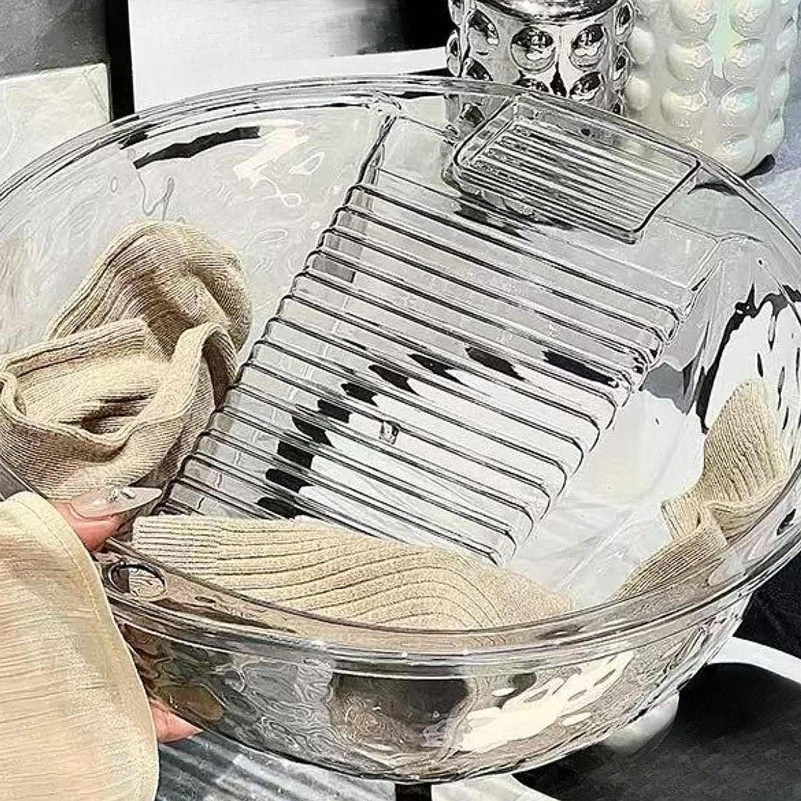 

Компактный таз для стирки с интегрированной стиральной доской для ручной стирки Clear