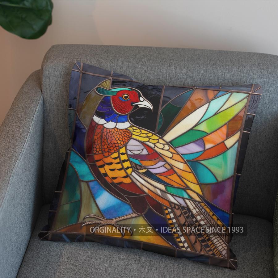 2D Colorful Pheasant Art Pillow For Home Decor Pattern Cushion Cover Suitable For Sofa Bedroom Car Pillow Cover
