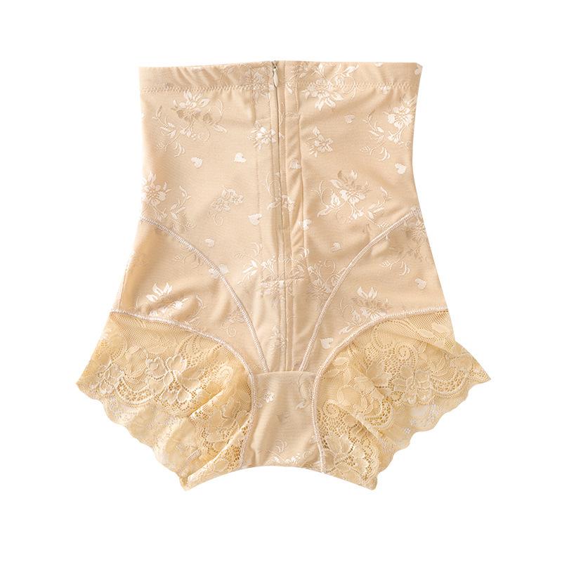 Seamless High Waist Lace Zipper Tummy Control Shaping Pants for Postpartum Abdomen and Hip Lift.