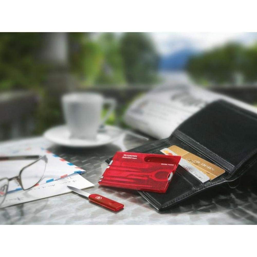 VICTORINOX Swiss Card Classic rot transparent Outdoor Camping Outdoor Multitool Multifunktionswerkzeug Notfall Katastrophenschutz Multi praktisch kompakt