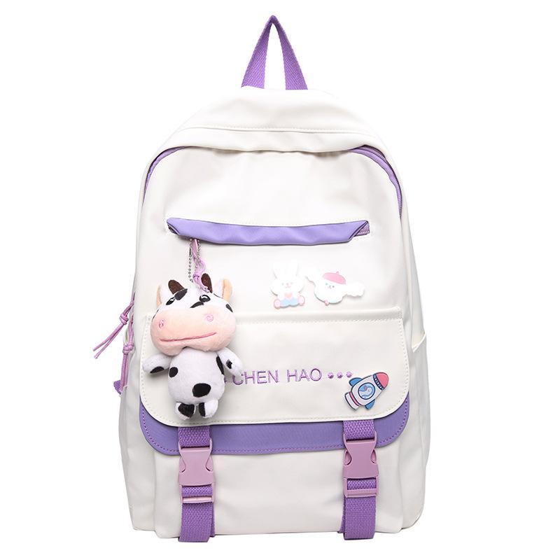 Schoolbag Junior High School Student Schoolbag Female Harajuku Ulzzang High School College Student Contrasting Color Backpack Ins Wind Girl Backpack 