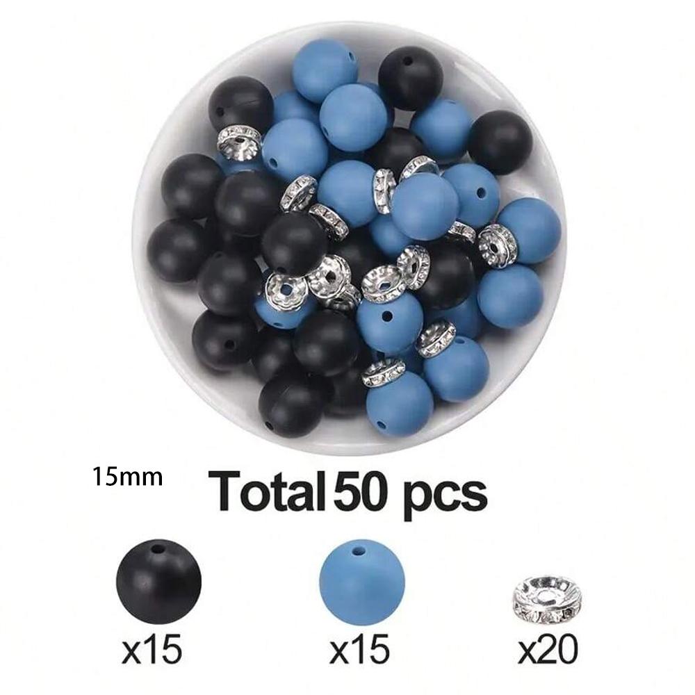 50/100PCS mixed silicone beads, 12mm/15mm DIY craft beads, suitable for keychains, bracelets, necklaces, and jewelry making