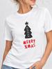 (Asian Size) Lovely Tree Style Christmas New Year Clothing T Shirt Women Fashion Festival Tee Top Print Female Woman Short Sleeve Graphic T-shirts