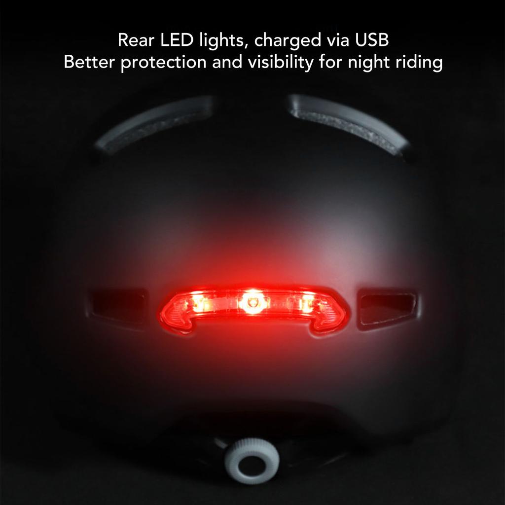 Bike Helmet with Rear Light for Adults Men Women Urban Bicycle Commuting Biking Cycling Black