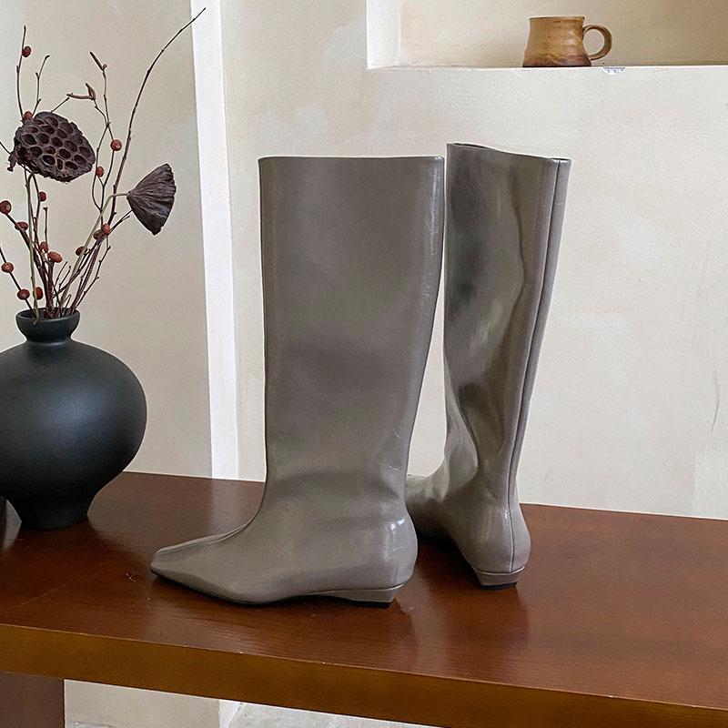 Fashion Women Knee High Boots With Height Increasing Shoes Fashion Pointed Toe Ladies Modern Long Boots Female Slip On Shoes