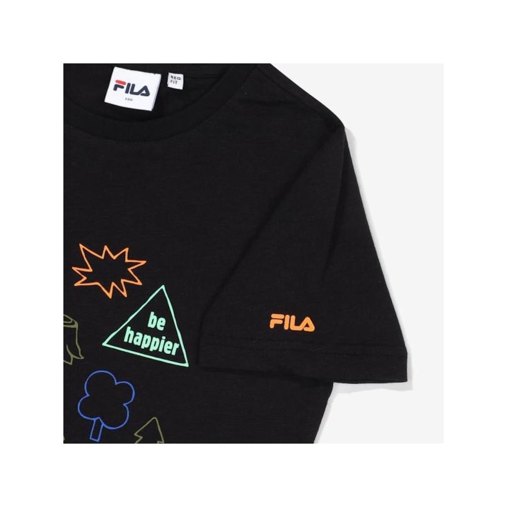 [fila Kids] Camping Graphic Emoji T shirT  Fk2rsf2204x Blk  q0zFk2rsf2204xBlk