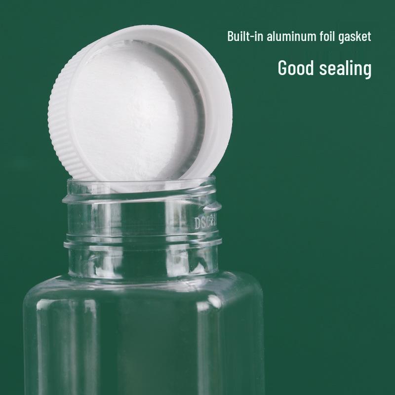 Transparent 100ml Wide Mouth PET Square Bottle for Capsules, Beads, or Dispensing