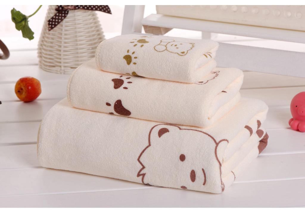 Cartoon Bath Towel Set: Absorbent, Large, 3-Piece Gift Box for Women
