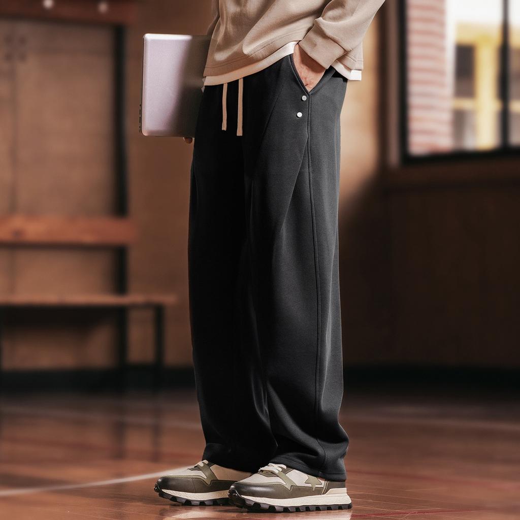 High-end American Trendy Brand Straight-leg Casual Pants for Men, New Autumn Loose Wide-leg Riveted Premium Utility Pants