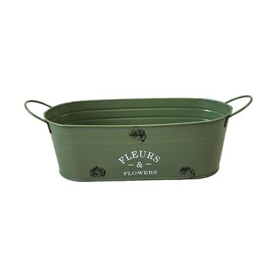 Pot de Fleurs Ovale en Fer Résistant à la Rouille avec Double Poignée pour Cour Patios Balcon Jardin Affichage de Plantes
