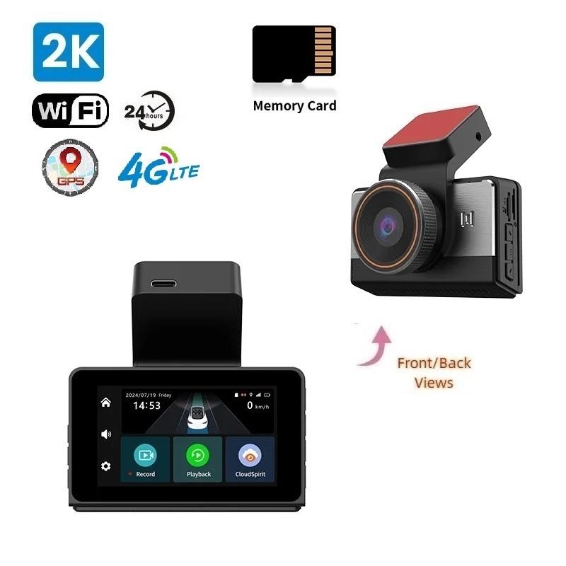 4G LTE 2K Dual Dash Cam, WiFi, GPS, Remote Monitor, Front and Rear, Night Vision