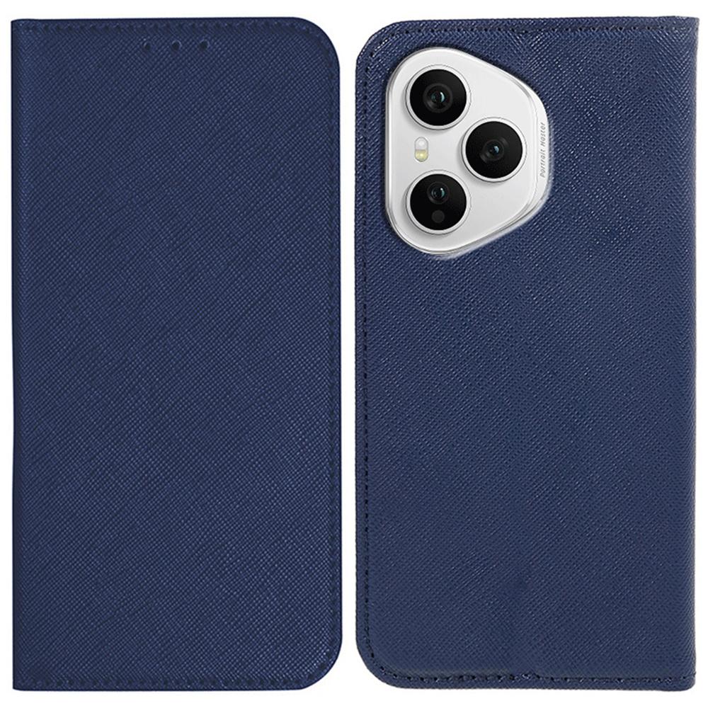 

For Honor 400 Pro 5G (Global) Case Cross Texture Leather Phone Cover Hidden Magnetic Blue