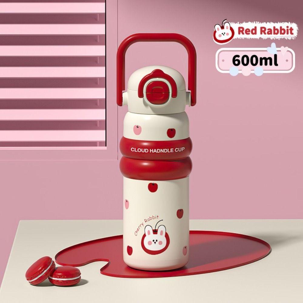600ML 316 Stainless Steel Cup Insulation Or Cooling Thermal Water Bottle for Student Children Red-600ml
