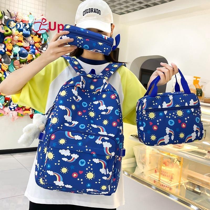 Cute Printed Load-reducing Large-capacity Backpack Women's High-value Casual Backpack 5-piece Set