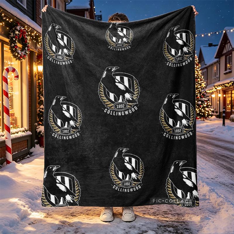 Collingwood Magpies Pattern Blanket for Home Decoration, Bed, Sofa, Car Travel, Camping, Suitable for All Seasons, Birthday Christmas Gift