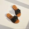 Fashion Cow Leather Sandals 2025 New Women's Slippers Bow Large Size 35-43 Beef Tendon Sole Soft Sole Geunine Leather Slippers