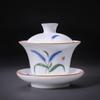 Hand-painted Dehua White Porcelain Sancai Gaiwan Tea Set