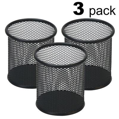 Steel Metal Mesh Cylinder Pen Pencil Eraser Stationery Holder Container Pen Cas