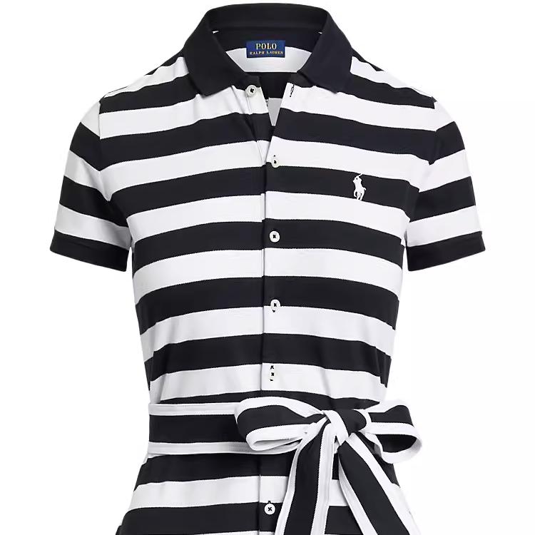 Polo Ralph Lauren SS24 Striped Casual A-Line Midi Short Sleeve Dress Women dresses Multicolor WMPODRSNFA20644-001