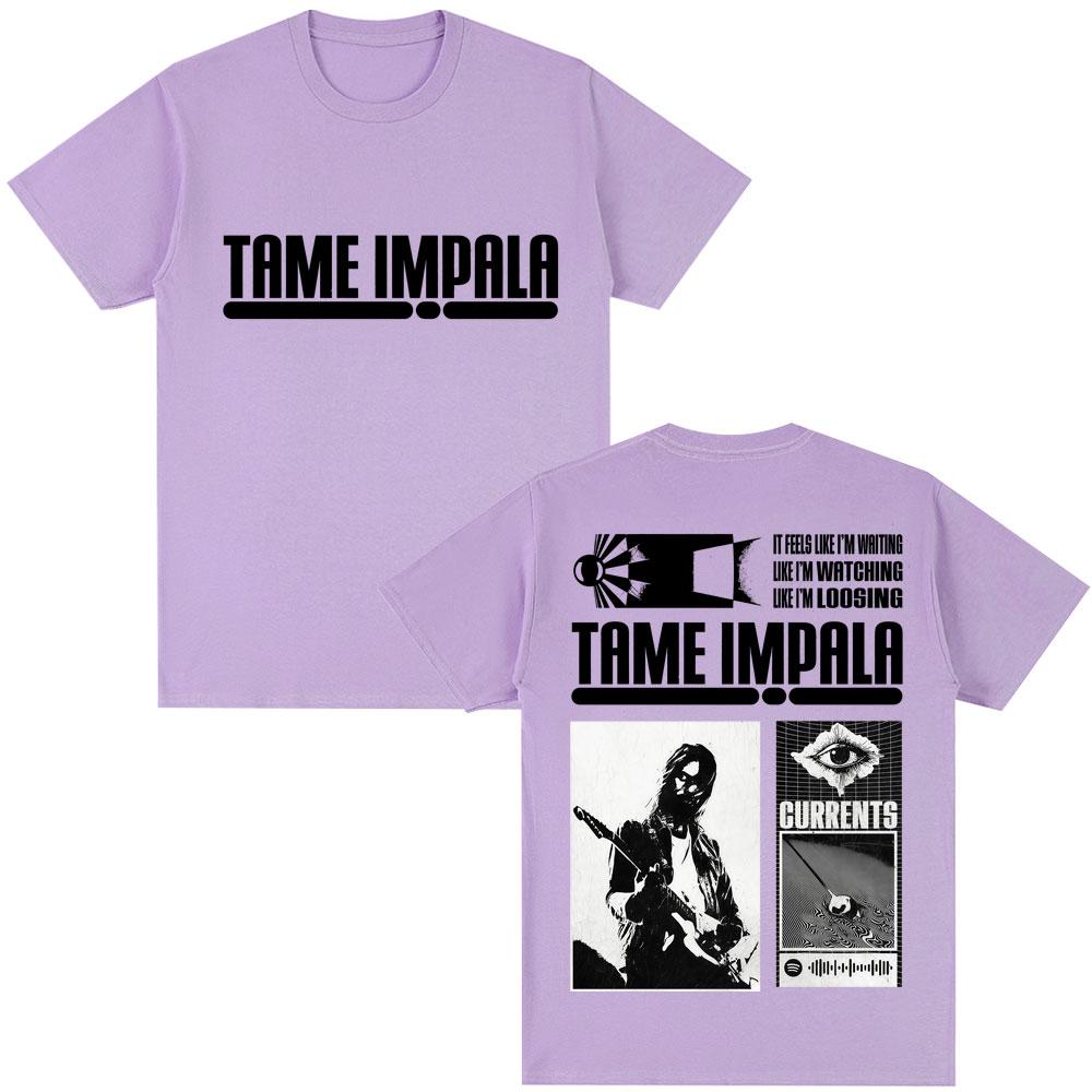 Rock Band Tame Impala Currents Album T Shirts Men Women Harajuku Vintage T-shirts Casual Male Hip Hop Oversized Cotton T Shirt