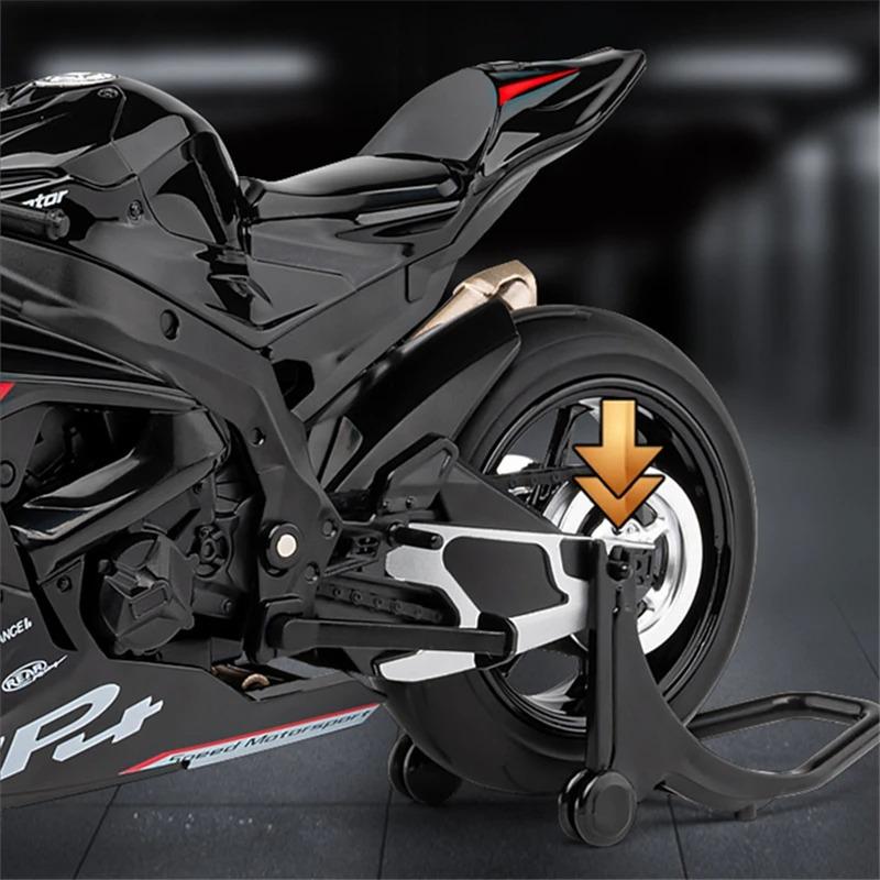 1/12 BMW S1000RR HP4 Race Alloy Top Luxury Sports Motorcycle Model Diecast Metal Road Racing Motorcycle Model Sound Light Kids Gifts