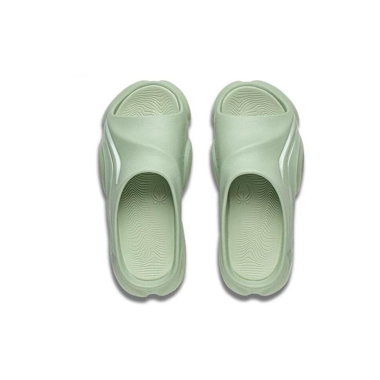 Li Ning BADFIVE Chinelo Slide Silencioso Resistente à Abrasão Chinelos Femininos Verde Celadon Água ABTT006-3