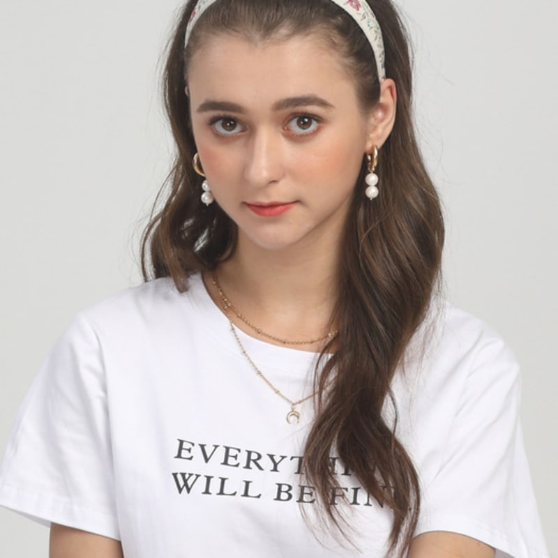 LALA Rose Pattern Hairband P-White Red