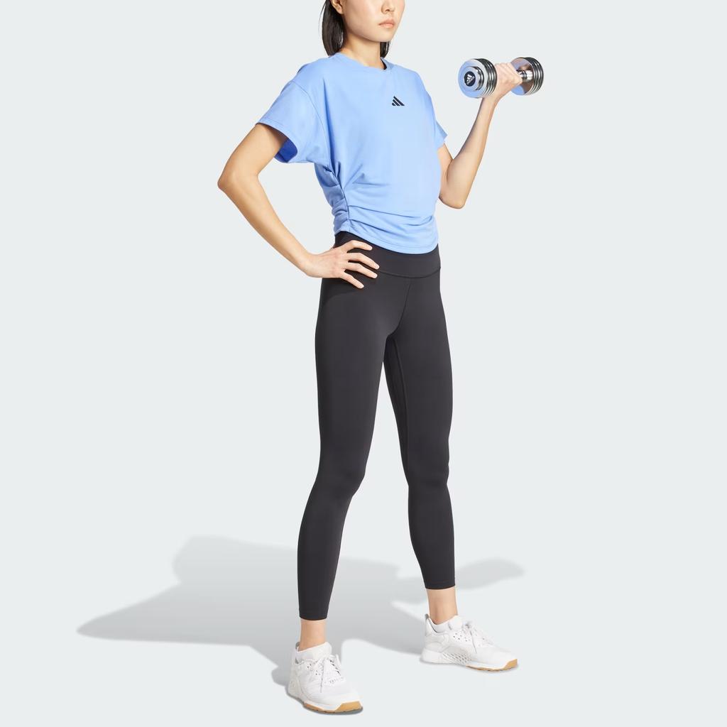 adidas Wzór Luźny Krótki Rękaw Okrągły Dekolt Krótki T-shirt Damskie Topy Niebieski JX1192