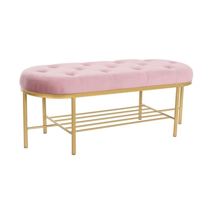 Benk - DKD Home Decor - Roségull - Metall - 100 x 35 x 40 cm - 1 sete