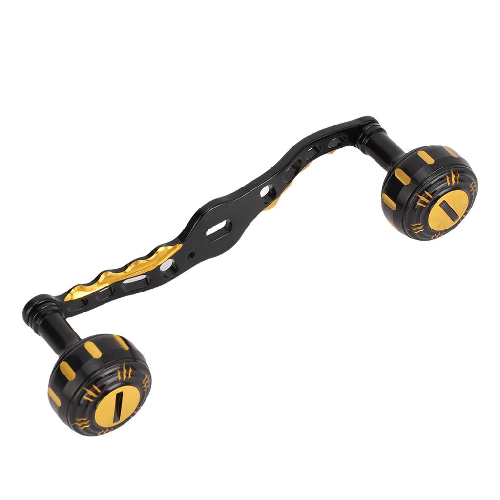 Fishing Reel Handle Aluminum Alloy Double Rocker Arm Grip and Ball Knob Baitcasting Reel Modification Accessory Black