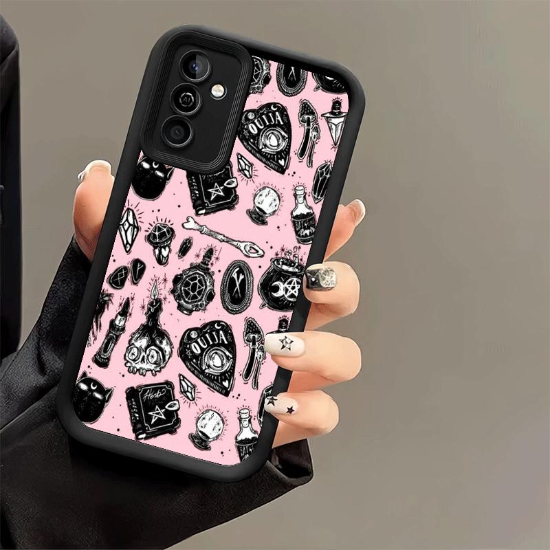 Handyhülle für Samsung Galaxy S26 S25 Ultra S24 FE Rosa Stil Totenkopf Hexe Schale S23 Plus S22 + S21 S20 5G Weiches Silikon Funda