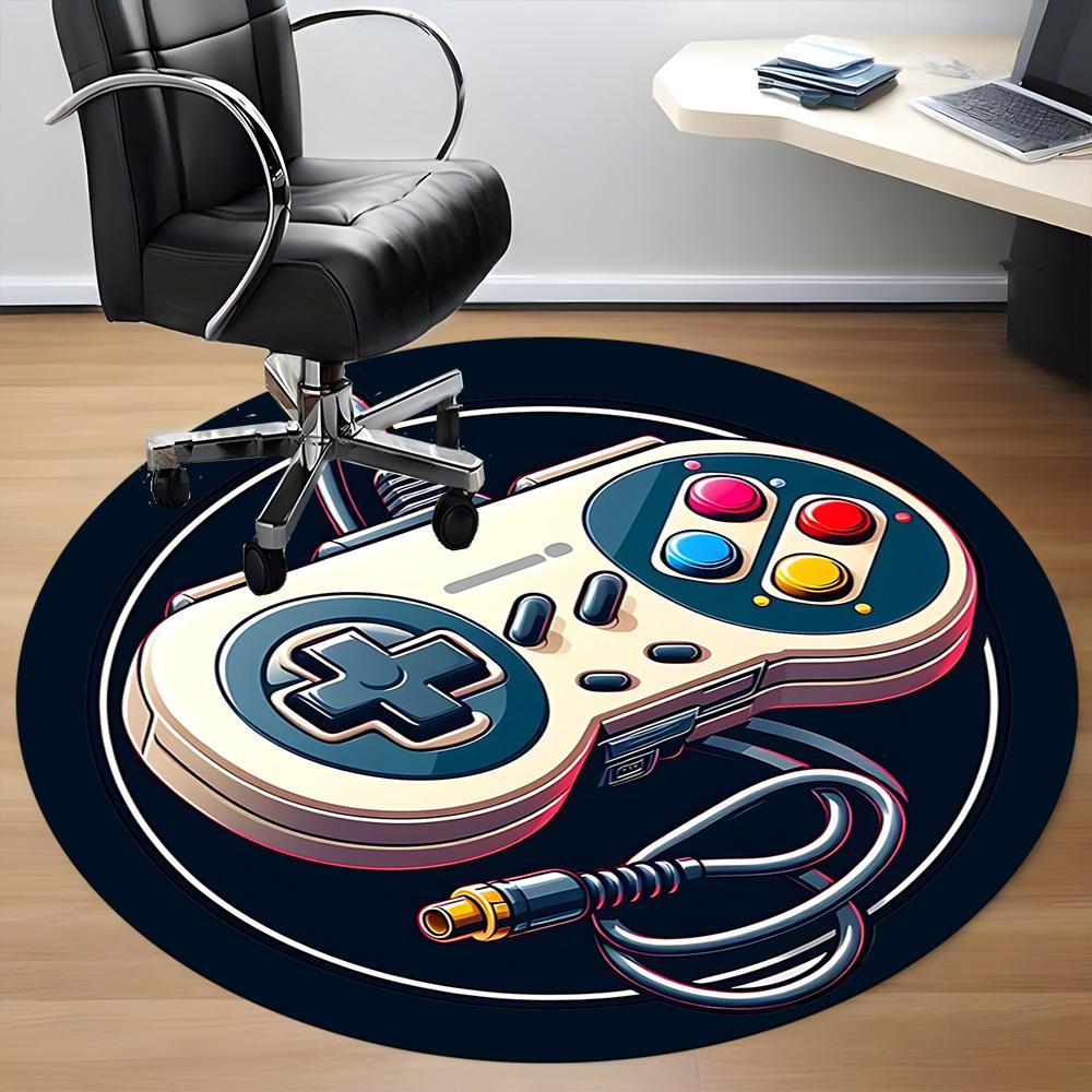 1pc Gamepad Controller Office Round Area Rug, Under Office Chairs Bedroom Living Room Home Decor, Room Deco, Available in Various Sizes
