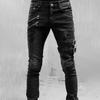 Jeans Dritti da Uomo Taglia Grande Primavera e Autunno Elasticizzati Caviglia Stretta Jeans Biker