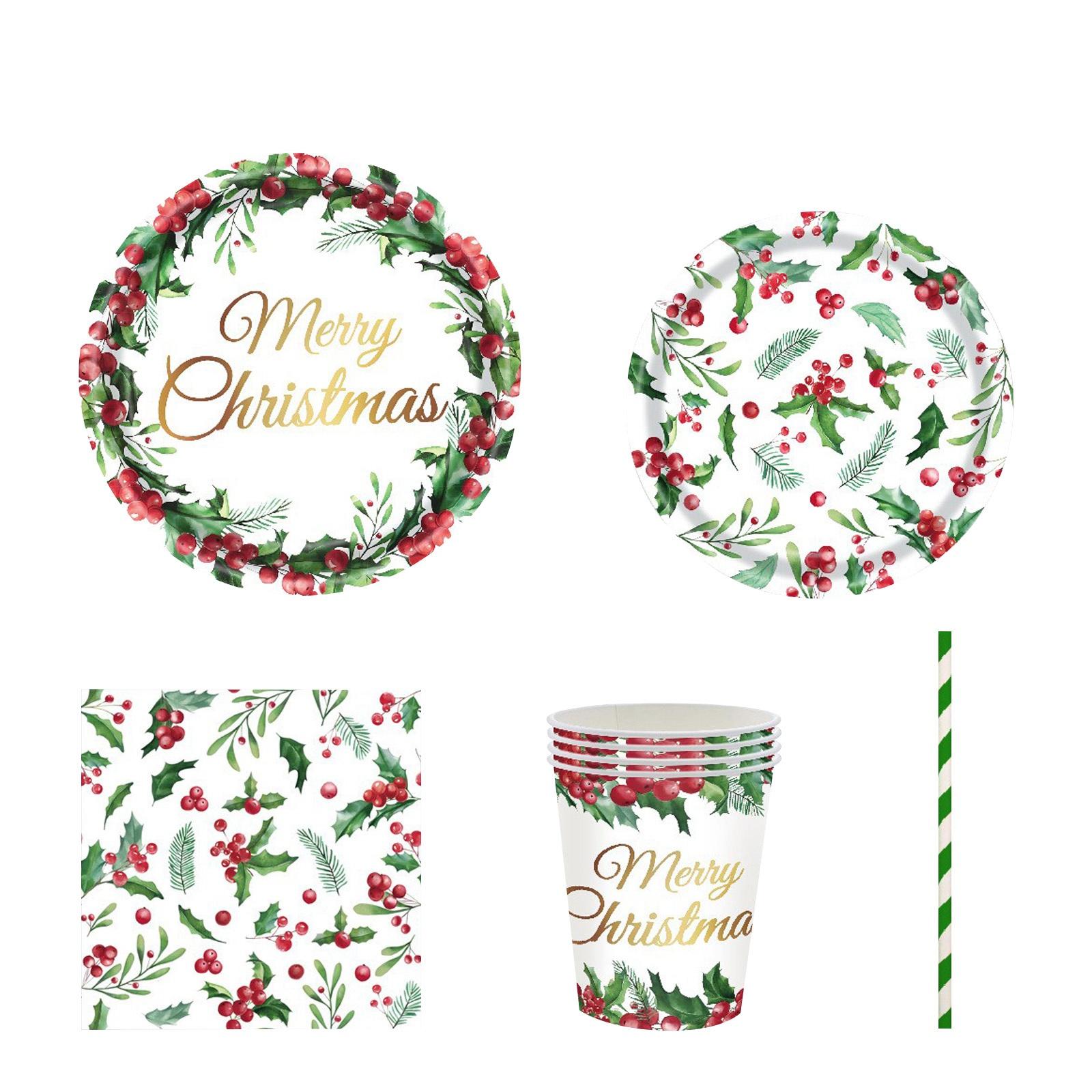 

Набор одноразовых тарелок и стаканов для вечеринки на рождественскую тематику One Size